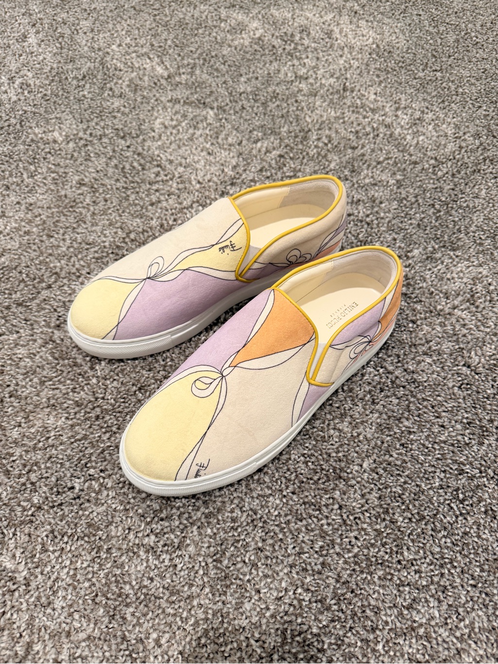 Emilio Pucci Pastel Yellow, Lavender & Peach Slip-On Sneakers